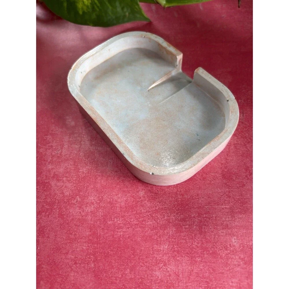 Handmade Soap Dish Cement Soap Holder Bathroom Kitchen Self Draining